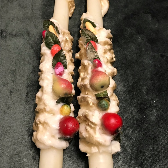 Vintage Pair Of Penn Candle Tall Decorative White Holiday Christmas Candles - Picture 5 of 12